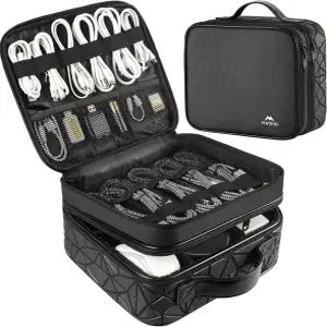 마테인 케이블 정리 가방 방수 여행 전자 보관함 충격 방지 휴대용 이중 레이어 테크 케이스 이어버드