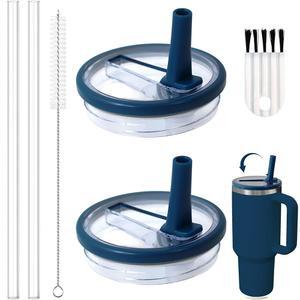 [미국배송] 스탠리 처용 40온스 텀블러 플립 빨대 뚜껑 교체용 핏 누수 방지 재사용 가능한 커버 및 컵 액세서리용 브러시(다크 블루) 2팩