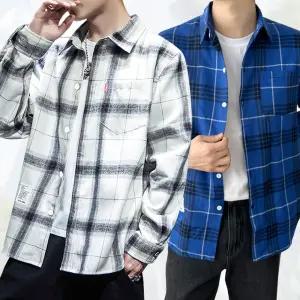 남성 캐주얼 체크 무늬 남방 셔츠 긴팔 와이셔츠