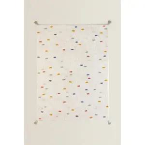 zara 자라 멀티 컬러의 폴카 도트 어린이용 코튼 러그 - 스크래치 화이트