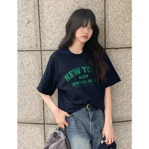 [공구우먼] 달러브 배색 레터링 반팔 티셔츠 87142 빅사이즈 여성의류