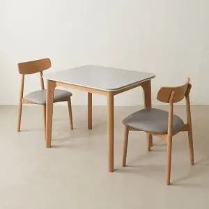 [스코나] 클라시 포세린 세라믹 원목 800 2인 식탁 세트(원목의자2개)