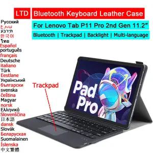 호환  레노버 탭 P11 프로용 블루투스 키보드 케이스 2 세대 11.2 2022 태블릿 케이스 러시아어 아랍어 히