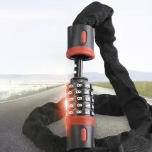 J2K 번호키 체인 도난 방지 자전거자물쇠(120cm) (레드)