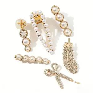 여성 진주 헤어핀 6종 세트 앞머리핀 반묶음 머리핀