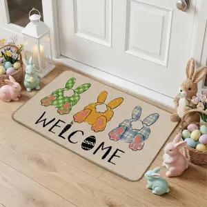 모시카 부활절 토끼 문 매트 해피 이스터 귀여운 환영 장식 도어매트 봄 미끄럼 방지 바닥 야외 출입구