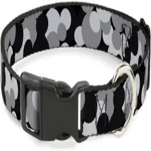 버클 다운 마우스 헤드 스택 플라스틱 클립 칼라 블랙/그레이 1인치 와이드 핏 9-15인치 넥 스몰