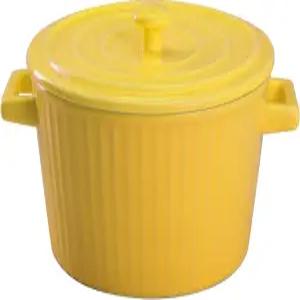 뚜껑이 있는 노란색 컬러 세라믹 카세롤 접시 1쿼터 팬 베이크웨어 오븐용 WHJY