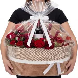 콜링밀 부활절 직조 초대형 선물 바구니 빈 리본 나비넥타이와 가방 장식 상자 손잡이가 달린 로프 보관 홈