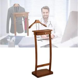 코트 랙 프리스탠딩 의류 발렛 스탠드 옷장 솔리드 우드 수트 트루저 바 재킷 행거 트레이 정리함 사무실