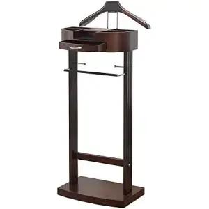 바닥에 서 있는 단단한 나무 회전 코트 랙 옷 발렛 스탠드 트레이 및 바지 브래킷 거실 침실 또는 사무실용