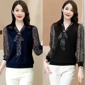 [루미루나]리본타이시스루블라우스2종