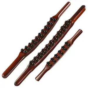 구슬지압봉 마사지 나무 휴대용 전신 괄사 허벅지 복부 지압봉