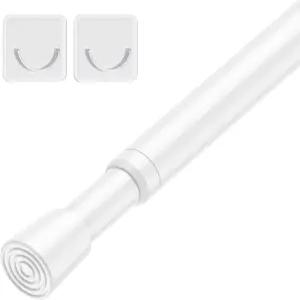 장력 커튼 로드 18-39인치 브래킷 2개 조절 가능한 스프링 장착 창문 문 옷장 책장 주방 욕실용 드릴링