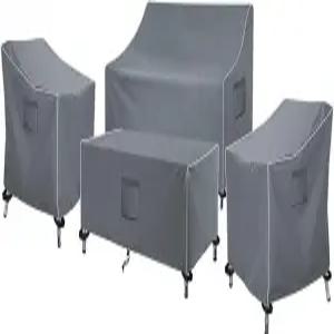 SIRUITON 파티오 가구 커버 4종 세트 야외 헤비 듀티 옥스포드 내구성 방수 패브릭 의자 소파 커피