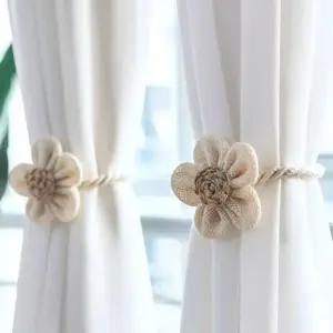 자석 커튼 타이백 플라워 장식 스트랩 악세사리 커튼끈 침실 밴드 커텐 묶기