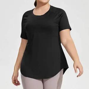 휴앤핏 플러스사이즈 요가 필라테스 반팔 롱 티셔츠 빅사이즈