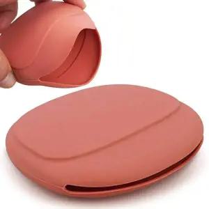 이어폰파우치 휴대용 실리콘 파우치 레드브라운 이어폰 케이블