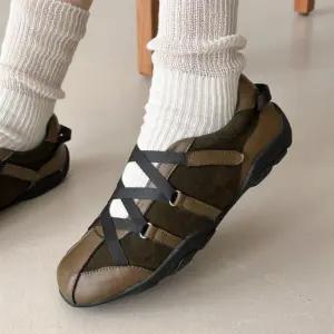 여자 봄 가을 데일리 편안한 크로스 스트랩 플랫슈즈