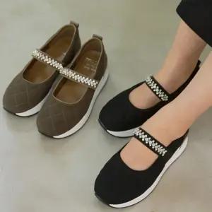 여자 큐빅 메리제인 편안한 데일리 플랫슈즈