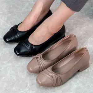 여자 데일리 오피스룩 하객룩 모던 셔링 굽 플랫슈즈