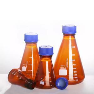 호환 붕규산염 유리 원추형 플라스크  나사 탑  실험실 삼각형 화학 시약병  50-1000ml