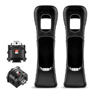 NC 2팩 Wii 모션 플러스 어댑터, 실리콘 케이스 2개 포함, 리모컨용, 어댑터 가속기, 부착(블랙)