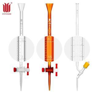 호환 SYNTHWARE 스톱콕 클래스 A 뷰렛  PTFE 유리 손잡이  투명 다크 브라운 실험실 피펫  2mm