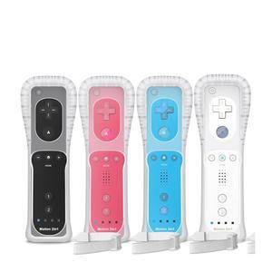 Gamrombo 4 팩 모션 플러스 Wii 컨트롤러, 실리콘 케이스와 손목 스트랩(화이트, 블랙, 핑크, 블루)으로 /Wii U와 호환 가능
