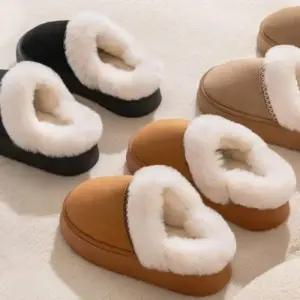 [신상오픈런]여성 퍼 장식 겨울용 슬리퍼 (44092290)
