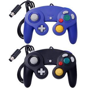 ONE250 2팩 클래식 쇼크 조이패드 유선 컨트롤러, Wii NGC 게임큐브 게임큐브(블랙 & 블루)와 호환 가능