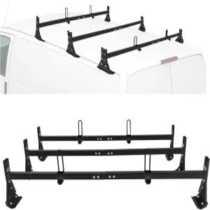 1996년형 쉐보레 익스프레스 풀사이즈 800파운드 용량 스틸 블랙과 호환되는 에코트릭 밴 래더 랙 3개 바