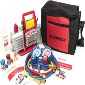 1단계 3.5 CFM 진공 펌프 매니폴드 게이지 세트 호스 및 액세서리가 포함된 자동 AC 수리 완료 도구 키트