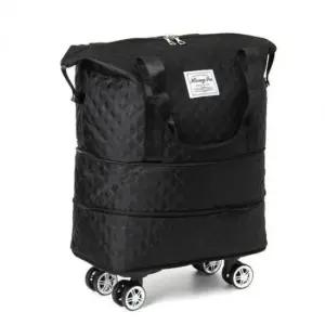 [패션] 2단 확장형 보스턴백 여행가방 블랙 바퀴달린 캐리어