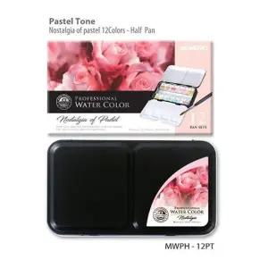 전문가용 휴대용 팔레트 수채화 고체물감 12색 파스텔 컬러 페인팅