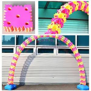 해피파티 개업행사 키니 가랜드 (옐로우톤 혼합) 아치용 폴대 물통