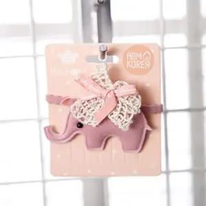 헤어끈-아기코끼리 핑크 머리고무줄 머리끈