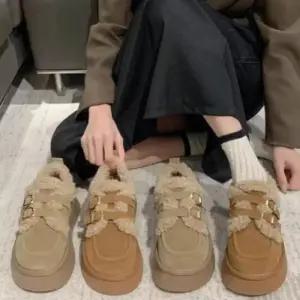 [신상오픈런]여성 양털 안감 통굽 로퍼 버클 장식 뽀글이 (44092244)