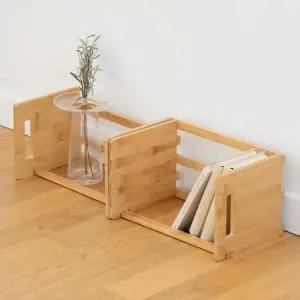 인테리어 길이조절 엔틱 선반 슬라이드 우드 책꽂이