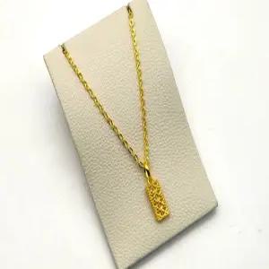 24K 순금 3돈 다이아컷 사각 펜던트 목걸이(18K 연결고리 장식)