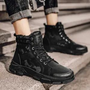 남자 겨울 데이트 룩 방한 털 안감 하이탑 검정 워커 qEj2+4ydA