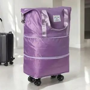 [패션] 2단 확장형 보스턴백 바퀴 달린 여행 가방 캐리어 결합형