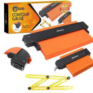 잠금 장치가 있는 윤곽 게이지 프로필 도구, 앰플 5인치 및 10인치 와이드 모양 복제기, 3팩 플라스틱 각도 측정 목공 자, 파인더, 불규칙 복제 모서리 정밀 복사
