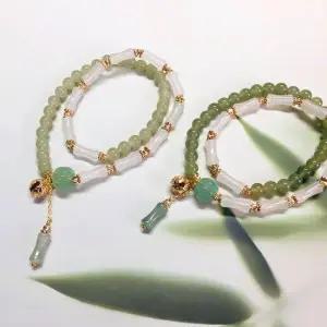 H4H5 운수요 천연 화전옥 비즈팔찌 2종택1 행운팔찌