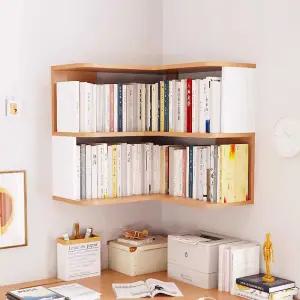 코너책장 책꽂이 구석 벽걸이 수납 선반 원목 장식장