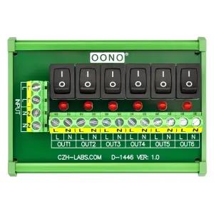 DIN 레일 마운트 6 채널 로커 스위치 AC 115V 230V 배전 스트립 모듈