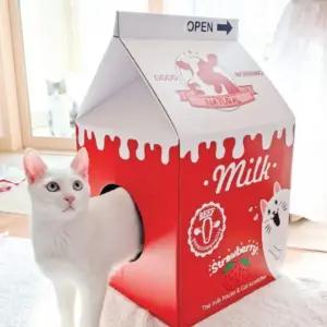 딸기우유 숨숨집 스크래쳐 우유상자 캣하우스 조립식상자 고양이동굴 고양이집