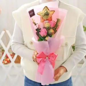 알로하 N0M2O7K3 페레로로쉐 꽃다발 핑크 초콜릿 사탕 선물