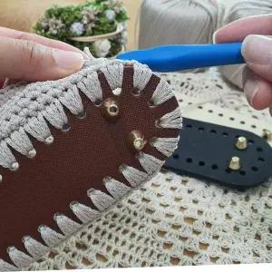 타원형 코바늘 뜨개 가방바닥 가죽밑판 브라운