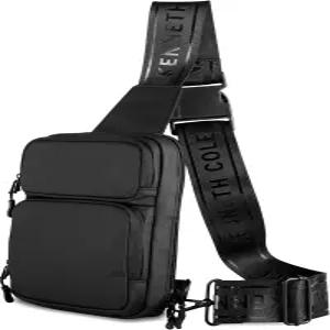 케네스 콜 리액션 라이더 코팅 폴리에스터 테크 크로스바디 백 블랙